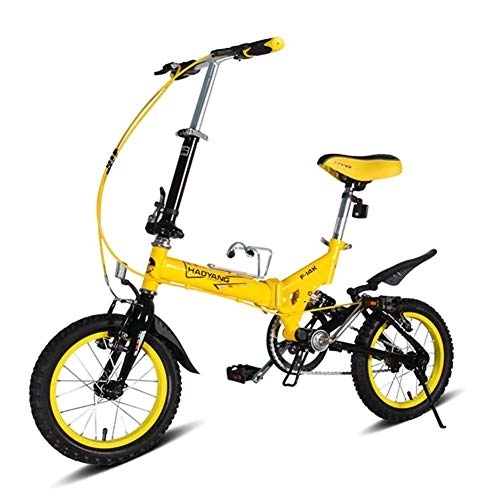 Folding Bike : GJZM Kids Folding Bikes, 14 Inch Mini Folding Mountain Bike, High-carbon Steel Lightweight Portable Foldable Bicycle, Suspension Bike, White