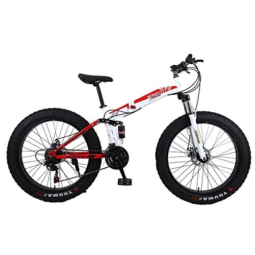 Folding Bike : GOHHK 26" Alloy Folding Mountain Bike 27 Speed Dual Suspension 4.0Inch Fat Tire Bicycle Can Cycling On Snow, Mountains, Roads, Beaches, Etc Travel Outdoor Bike