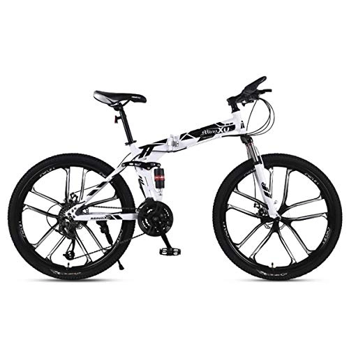 Folding Bike : GOHHK Lightweight Mountain Bike 21 / 24 / 27 Speed Steel Frame 26 Inches 10-Spoke Wheels Suspension Folding Bike Travel Outdoor Bike