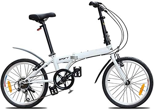 Folding Bike : GOLDEN MANGO 20-Inch Folding Bicycles, Ultra-Light Portable Male And Female Variable Speed Bicycles, Female Student Bicycles, Folding Bicycles with Suspension Frames, White