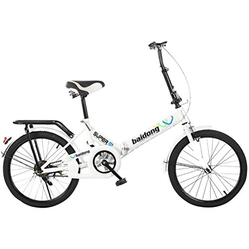 Folding Bike : GOLDGOD 20 Inch Folding Bike, Portable Adult Single Speed Foldable Bicycle Lightweight Quick Fold Commuter City Bicycle with Rear Rack And Double V Brake
