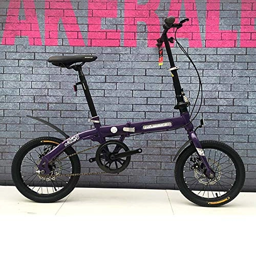Folding Bike : Grimk City Bike Unisex Adults Folding Mini Bicycles Lightweight For Men Women Ladies Teens Classic Commuter With Adjustable Handlebar & Seat, aluminum Alloy Frame, single-speed - 16 Inch Wheels, Purple