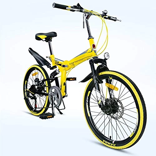 Folding Bike : Grimk Mountain Bike 22 Inch Men City Bicycle For Adults Women Teens Unisex, with Adjustable Seat, lightweight, aluminum Alloy, comfort Saddle, Yellow