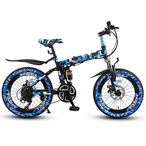 Folding Bike : GUI-Mask SDZXCFoldable Bicycle Mountain Bike Speed Shock Absorber Disc Brake Boy Primary School Children 20 Inch