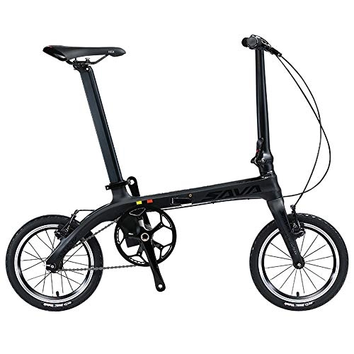 Folding Bike : GUI-Mask SDZXCFolding Bicycle Carbon Fiber Single Speed Men and Women Adult Commuter Car Four Palin Flower Drum 14 Inch