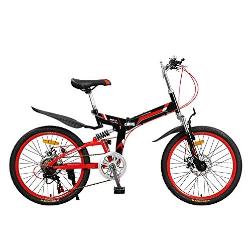 Folding Bike : GUI-Mask SDZXCFolding Bicycle Double Shock Double Disc Brake Folding Bike Men and Women Mountain Bike 7 Speed 22 Inch