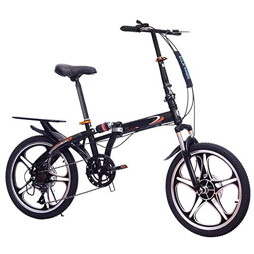 Folding Bike : GUI-Mask SDZXCFolding Bicycle Front and Rear Shock Double Disc Brakes Shift One Wheel Male and Female Students Adult Car 20 Inch