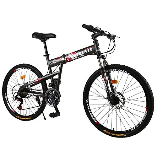 Folding Bike : GUI-Mask SDZXCFolding Bicycle Mountain Bike Damping Road Speed Cycling Adult Male and Female Students 26 Inch 27 Speed