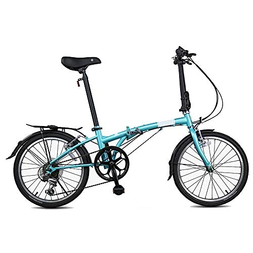 Folding Bike : GUI-Mask SDZXCFolding Bicycle Speed Casual Commuter Bicycle Adult Men and Women 20 Inch 6 Speed