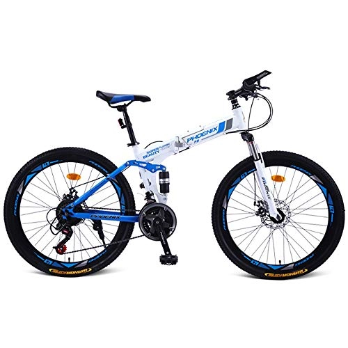 Folding Bike : GUI-Mask SDZXCFolding Mountain Bike Bicycle Adult Double Shock Road Bike Leisure Bicycle Male and Female Student Car 24 Speed 26 Inch