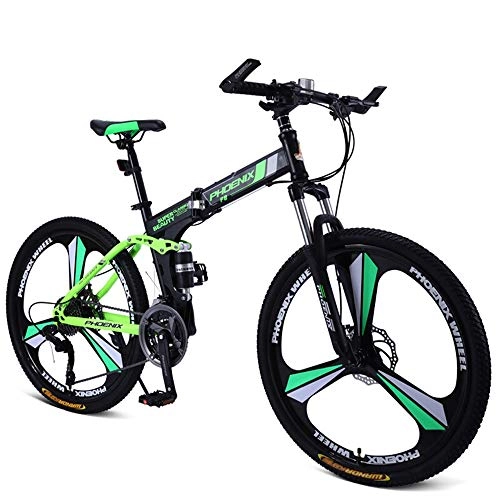 Folding Bike : GUI-Mask SDZXCFolding Mountain Bike Bicycle Male and Female Adult Double Shock Road Bike Leisure Bicycle Student Car 3 Knife One Wheel 26 Inch 27 Speed