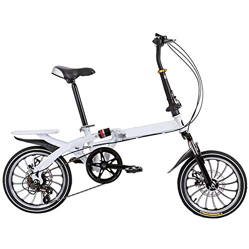 Folding Bike : GUI-Mask SDZXCFolding Mountain Bike Shifting Disc Brakes Bicycle Shock Absorber Student Car One-Wheeled Driving Adult 16 Inch