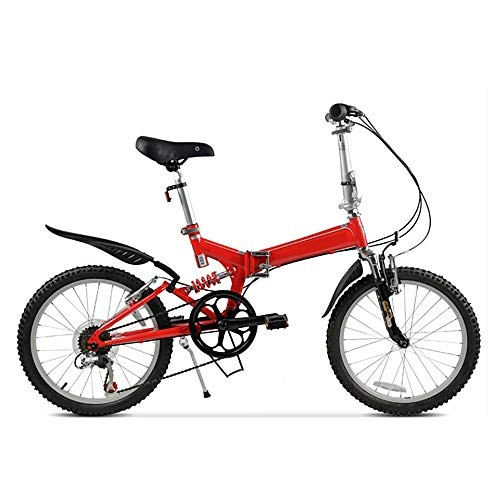 Folding Bike : GUI-Mask SDZXCMountain Folding Bicycle High Carbon Steel Double Shock Absorber Bicycle 20 Inch 6 Speed