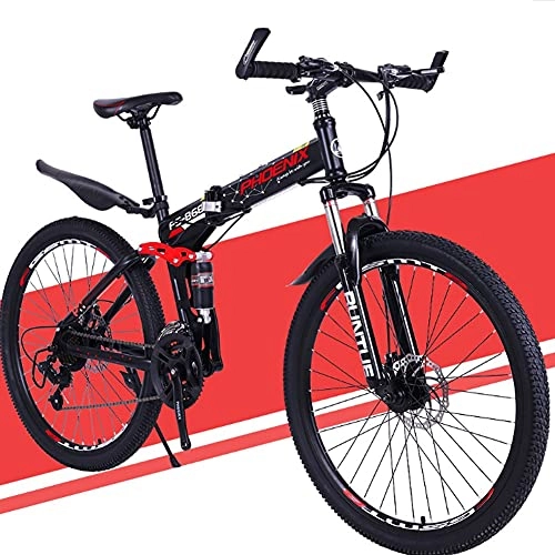 Folding Bike : GWL Folding Bicycles, 24 26-Inch Mountain Bike High Carbon Steel Aluminium Alloy Outdoor Bicycle For Daily Use Trip Long Journey, 21 27 speed / 26inch / 21speed