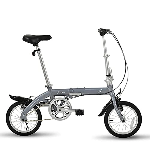 Folding Bike : GWL Folding Bike for Adults, 14" Mountain Bikes, Adult Fat Tire Mountain Trail Bike, Bicycle, High-carbon Steel Frame Dual Full Suspension Dual Disc Brake / gray / internal transmission