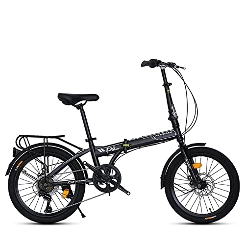 Folding Bike : GWL Folding Bike for Adults, Lightweight Mountain Bikes Bicycles Strong Alloy Frame with Disc brake, 20 inch single speed, Free installation / Black
