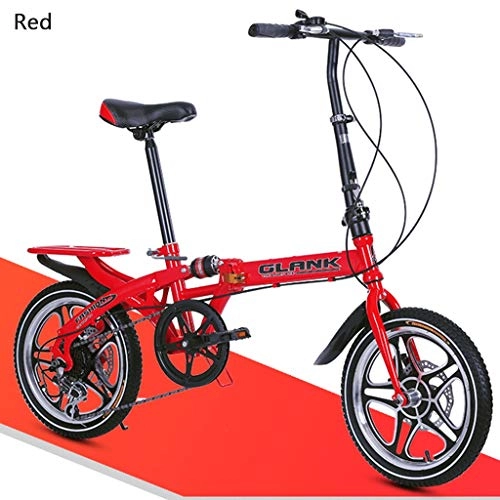 Folding Bike : GWM Foldable Bicycle 10 Seconds Folding Adult Children Women and Man Outdoor Sports Bicycle (Color : Red, Size : Size2)