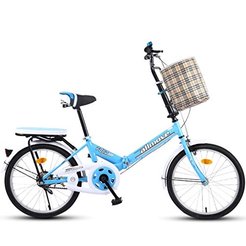 Folding Bike : GWM Folding Bicycle 20 Inch Adult Folding Bicycle Ultra Light Speed Portable Bicycle To Work School Commute Fast Folding Bicycle (Color : Blue)