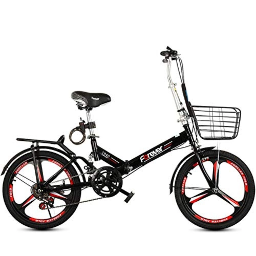 Folding Bike : GWM Folding Bicycle Ultra-light Portable Shock Absorber Adult Children Outdoor Activity Bicycle, Single Speed (Color : Black)