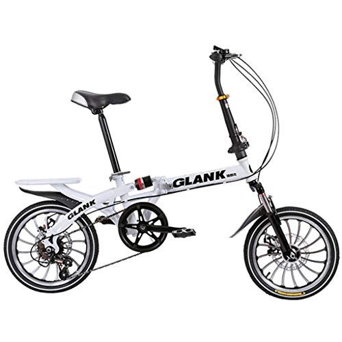 Folding Bike : GWM Portable Bicycle10 Seconds Folding 16inch Wheel Adult Children Women and Man Outdoor Sports Bicycle (Color : White)