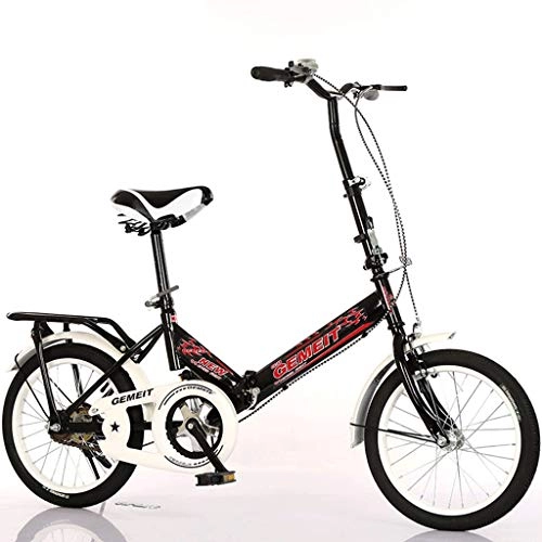 Folding Bike : GWM Portable Folding Bicycle Single Speed Bicycle Adult Child Outdoor Sport Bicycle with Basket (Color : Black, Size : Adult)