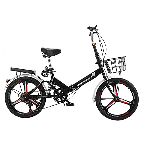 Folding Bike : GWXSST Black Folding Bike Mountain Bike Shock Absorb, Bicycle Running On The Highway, With Back Seat And Basket, Lightweight And Stylish Variable Speed C