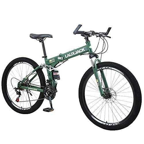 Folding Bike : GWXSST Green Bicycle Mountain Bike Ergonomic Saddle Folding Bike, Anti-skid Tires, Small Space Occupation Comfortable And Beautiful Easy To Fold C(Size:27 speed)