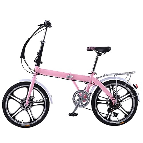 Folding Bike : GWXSST Mountain Bike 7 Speed Folding Bike Pink Dual Suspension Wheel, Height Adjustable Seat, For Mountains And Roads, And Save Space Better C