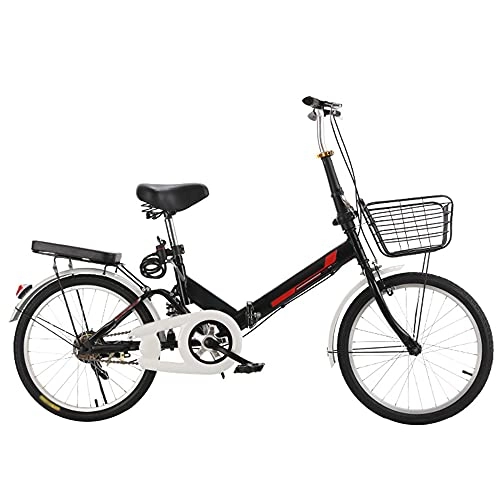 Folding Bike : GWXSST Mountain Bike Black Bicycle The Highway, Folding Bike ​Shock ​Absorbing Lightweight And Stylish, Variable Speed Running On, With Back Seat And Basket C