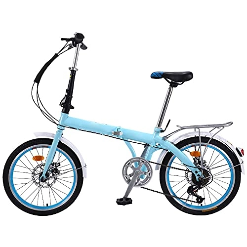 Folding Bike : GWXSST Mountain Bike Blue Bike Adjustable Seat, Folding Bike, For Mountains And Roads Outdoor Garden, Balance ​Training ​Wheel, Suitable 7 Speed C