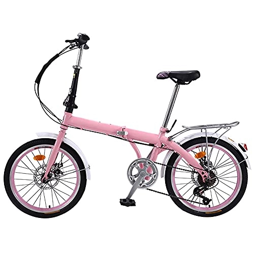 Folding Bike : GWXSST Mountain Bike Folding Bike Adjustable Seat, Suitable 7 Speed, For Mountains And Roads Outdoor Garden Pink Bike Balance ​Training ​Wheel C