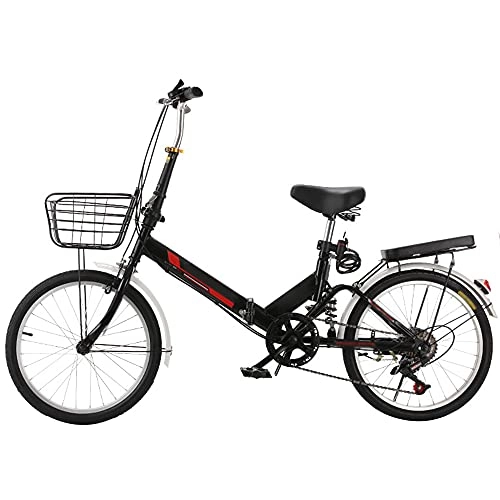 Folding Bike : GWXSST Mountain Bike Folding Bike Lightweight And Stylish, Variable Speed Bicycle, Shock Absorbing, With Back Seat And Basket, Running On The Highway, White C