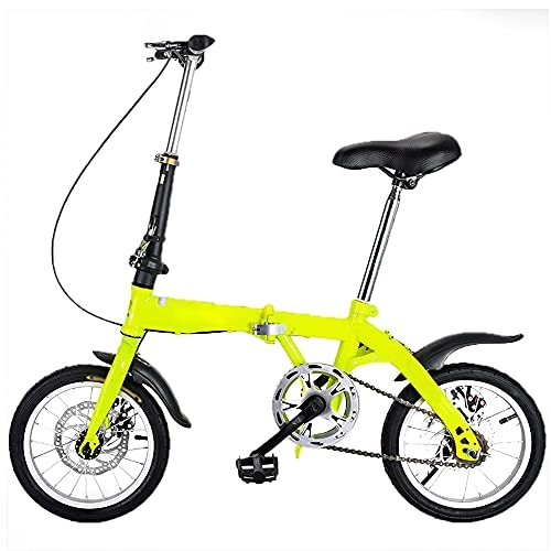 Folding Bike : GWXSST Mountain Bike Variable Speed Folding Bike Adjustable Saddle, Handlebar, Wear-resistant Tires, Thickened High Carbon Steel Frame Yellow Bicycle C(Size:20 inches)