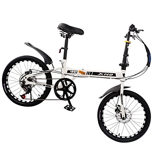 Folding Bike : GWXSST White Bike Mountain Bicycle 20 Inch Folding Bike Ergonomic, Easy To Fold, Small Space Occupation, Saddle Retractable, Anti-skid Tires Bike C
