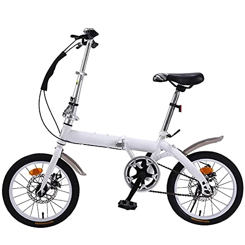 Folding Bike : GWXSST White Bike Mountain Bike Wheel Dual Height Adjustable Seat Suitable, Folding And Save Space Better, For Mountains And Roads, 7 Speed C