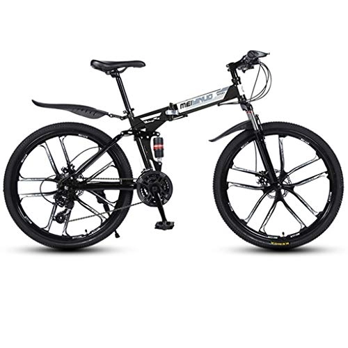 Folding Bike : GXQZCL-1 Mountain Bike, Folding Mountain Bicycles, Dual Suspension and Dual Disc Brake, MTB Bike MTB Bike (Color : Black, Size : 27-speed)