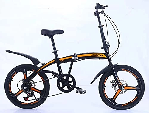 Folding Bike : GYGFTTYY 20 inch variable speed double disc brake folding bicycle adult outdoor riding alloy integrated wheel Highway Mountain Bike-C||V