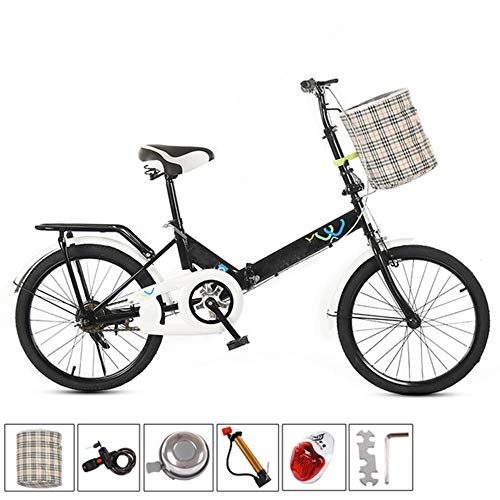 Folding Bike : Gyj&mmm 20-inch folding mountain bike, steel frame, thick, non-slip, broken wind, high-grade, wear-resistant, stab-resistant tires, light and shockproof, smooth riding for men and women, E