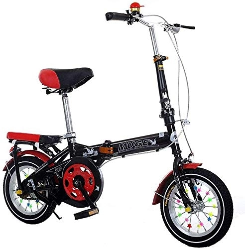 Folding Bike : Gyj&mmm Children's bicycle, unisex children's folding bike, adult outdoor bicycle student road school self 12 inch 106 * 83cm, Black