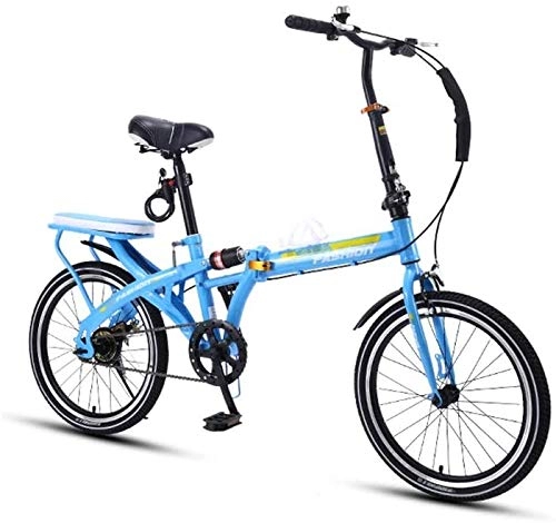 Folding Bike : GYLEJWH 20-Inch Folding Bicycle Ultra-Light Portable Bicycle with Variable Speed Shock Absorption, Suitable for Adult Students Men And Women, Blue