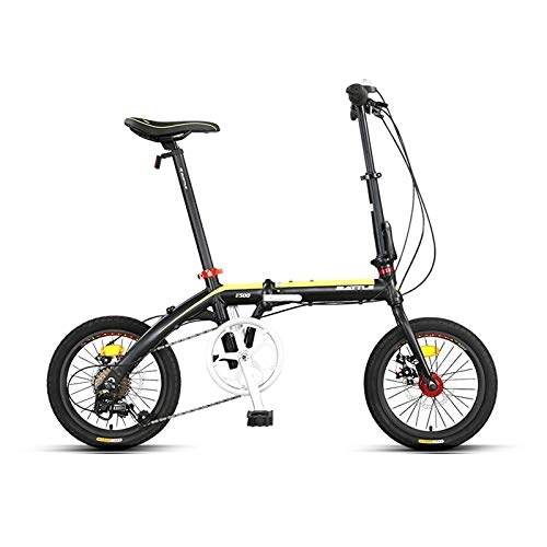 Folding Bike : haozai 16 Inches Folding Tire Bike, All Aluminum Alloy Frame, Mechanical Double Disc Brake, Ergonomic Saddle, Mountain Bike, black