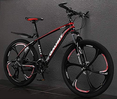 Folding Bike : Hardtail Mountain Bikes For Men And Women, 26 Inch City Road Bicycle Bike Adult (Color : Black red, Size : 30 speed)