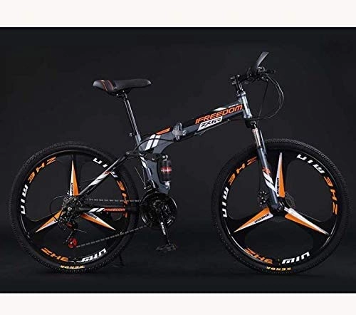 Folding Bike : HCMNME durable bicycle Folding Bike Bicycle Lightweight Mountain Bike Adult Teens Men And Women, High Carbon Steel Full Suspension Frame, Dual Disc Brakes, A, 26 inch 21 speed Alloy frame with Dis