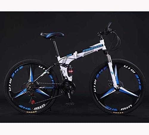 Folding Bike : HCMNME durable bicycle Folding Bike Bicycle Lightweight Mountain Bike Adult Teens Men And Women, High Carbon Steel Full Suspension Frame, Dual Disc Brakes, C, 24 inch 27 speed Alloy frame with Dis