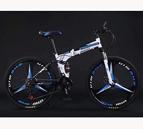 Folding Bike : HCMNME durable bicycle Folding Bike Bicycle Lightweight Mountain Bike Adult Teens Men And Women, High Carbon Steel Full Suspension Frame, Dual Disc Brakes, C, 26 inch 27 speed Alloy frame with Dis