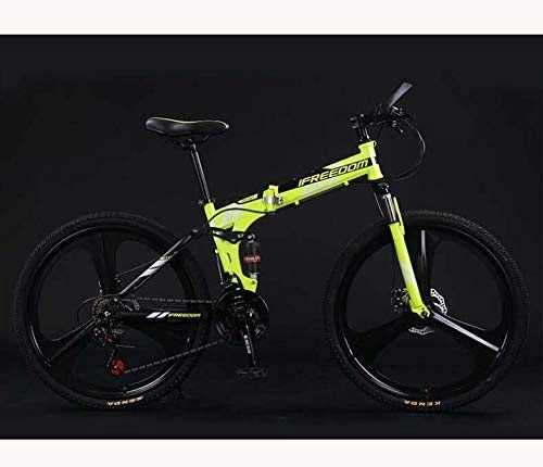 Folding Bike : HCMNME durable bicycle Folding Bike Bicycle Lightweight Mountain Bike Adult Teens Men And Women, High Carbon Steel Full Suspension Frame, Dual Disc Brakes, D, 26 inch 27 speed Alloy frame with Dis