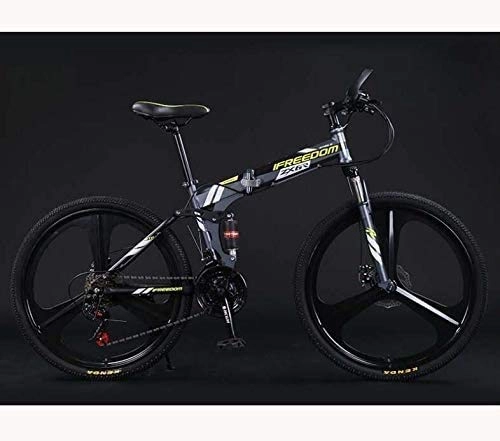 Folding Bike : HCMNME durable bicycle Folding Bike Bicycle Lightweight Mountain Bike Adult Teens Men And Women, High Carbon Steel Full Suspension Frame, Dual Disc Brakes, E, 24 inch 30 speed Alloy frame with Dis