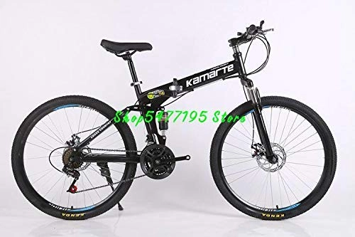 Folding Bike : Heinside Simple 24 / 26 Inches Fat Folding Bicycle Double Damping Disc Brake Variable Speed Adult Mountain Bike For Children And Students Durable (Color : Black, Size : 24 inches)