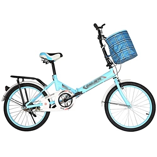 Folding Bike : HEMSAK Folding Bike, Lightweight Aluminum Frame Single Speed Folding Bike, Dual Disc Brake Non-Slip Folding Bikes for Adults / Men / Women Ultra-Light Portable, Blue