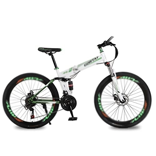 Folding Bike : HESNDzxc Bicycles for Adults Foldable Bicycle Mountain Bike Wheel Size 26 Inches Road Bike 21 Speeds Suspension Bicycle Double Disc Brake (Color : White, Size : 21 Speed)
